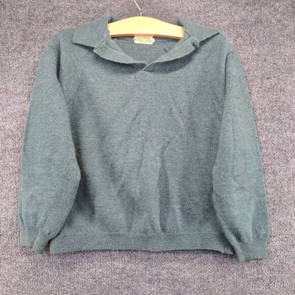 Fully Fashioned Women's Sweater Green 40 Collared Botany Wool Made in Scotland - Picture 2 of 14